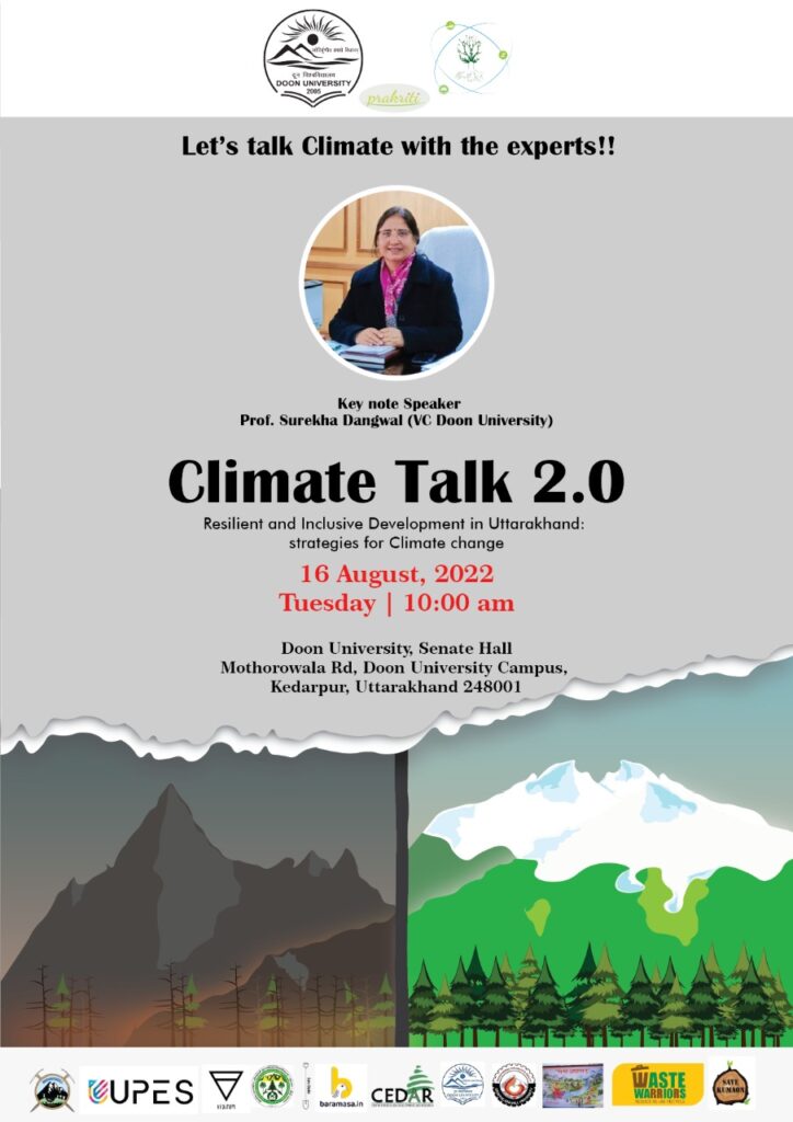 Climate Talk at Doon University: 16 Aug 2022